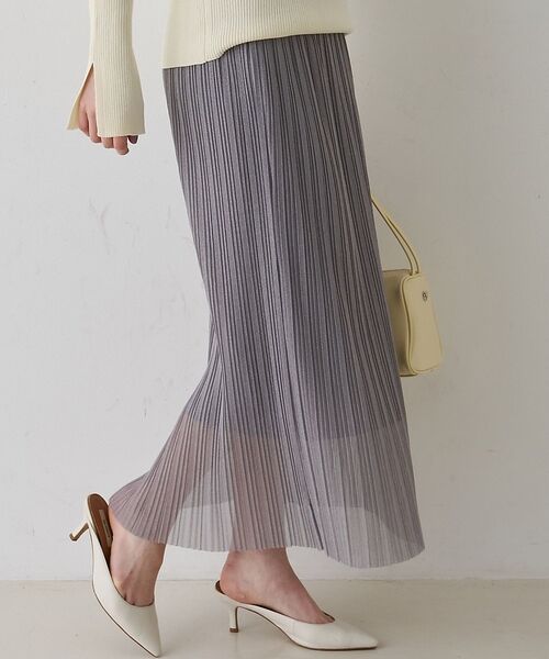 Rouge vif la cle / ルージュ・ヴィフ ラクレ ロング・マキシ丈スカート | 【一部店舗限定】ラメシアープリーツスカート（グレー）