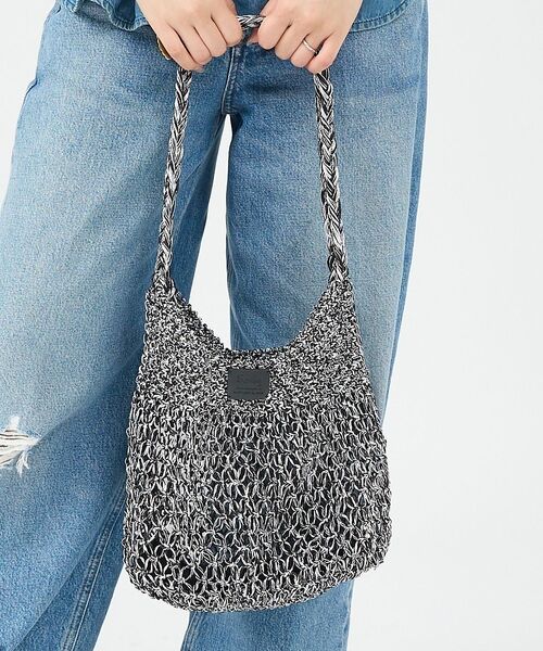 Rouge vif la cle / ルージュ・ヴィフ ラクレ ショルダーバッグ | 【Swaraj /スワラージ】手編みのメタリックマクラメ・ショルダーバッグ（裏地（ブラック）