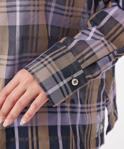 Rouge vif la cle / ルージュ・ヴィフ ラクレ シャツ・ブラウス | 【Le Melange/ル・メランジュ】シアーチェックシャツ/ シアー/メンズラ | 詳細10