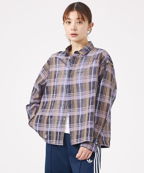 Rouge vif la cle / ルージュ・ヴィフ ラクレ シャツ・ブラウス | 【Le Melange/ル・メランジュ】シアーチェックシャツ/ シアー/メンズラ | 詳細2