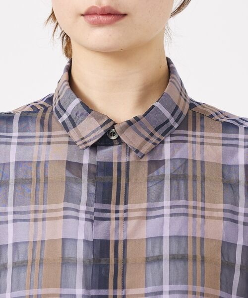 Rouge vif la cle / ルージュ・ヴィフ ラクレ シャツ・ブラウス | 【Le Melange/ル・メランジュ】シアーチェックシャツ/ シアー/メンズラ | 詳細8