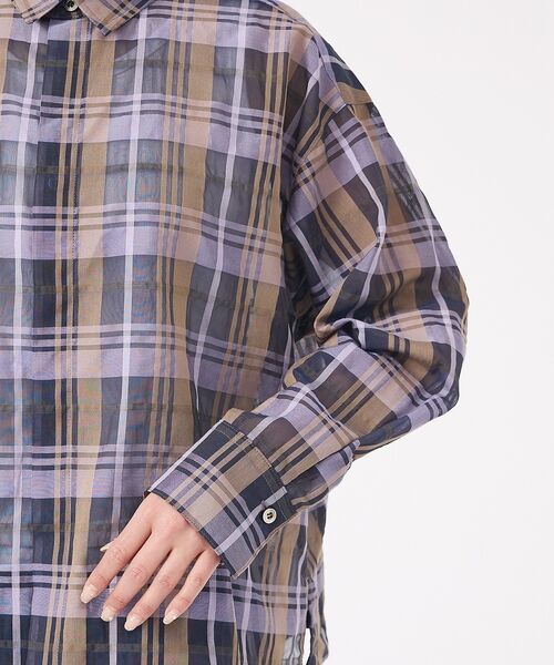 Rouge vif la cle / ルージュ・ヴィフ ラクレ シャツ・ブラウス | 【Le Melange/ル・メランジュ】シアーチェックシャツ/ シアー/メンズラ | 詳細9