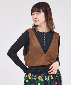 Rouge vif la cle / ルージュ・ヴィフ ラクレ ベスト | 【Le Melange/ル・メランジュ】ECOスウェードビスチェ/フェイクレザー