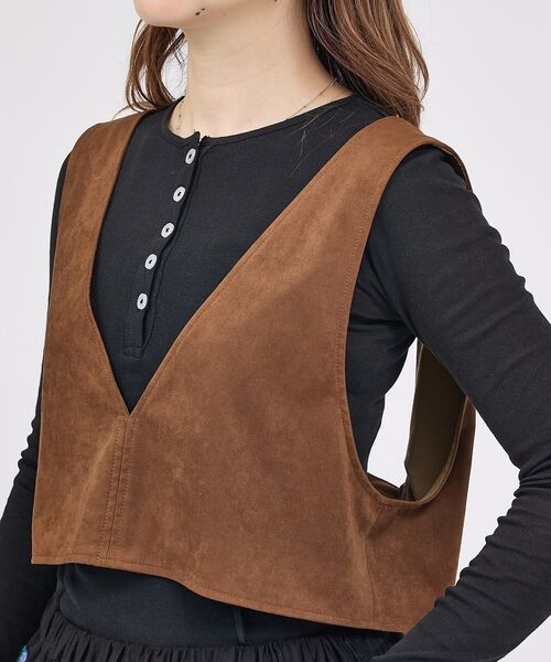 Rouge vif la cle / ルージュ・ヴィフ ラクレ ベスト | 【Le Melange/ル・メランジュ】ECOスウェードビスチェ/フェイクレザー | 詳細12