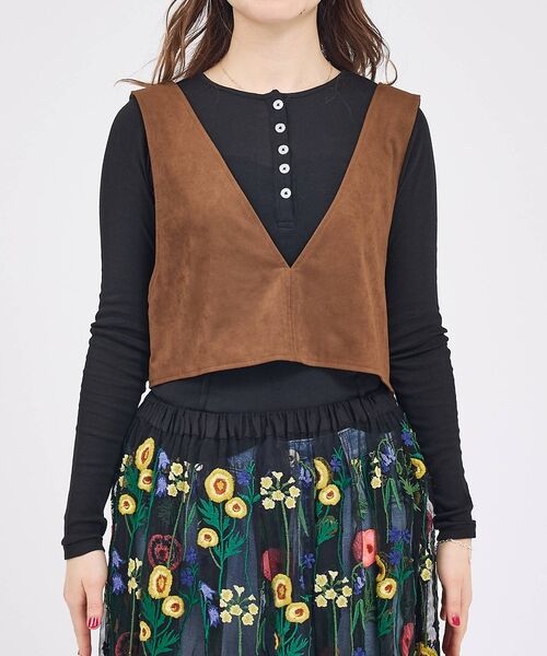 Rouge vif la cle / ルージュ・ヴィフ ラクレ ベスト | 【Le Melange/ル・メランジュ】ECOスウェードビスチェ/フェイクレザー | 詳細9