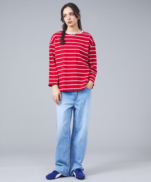 Rouge vif la cle / ルージュ・ヴィフ ラクレ Tシャツ | 【Le Melange/ル・メランジュ】マルチボーダーTee/8分袖/クルーネッ | 詳細2