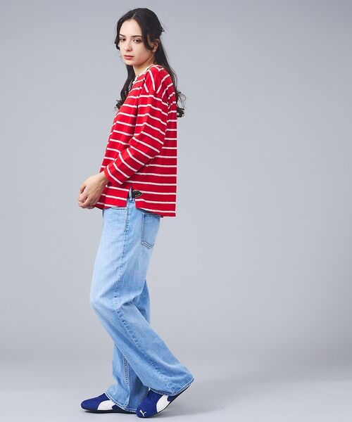 Rouge vif la cle / ルージュ・ヴィフ ラクレ Tシャツ | 【Le Melange/ル・メランジュ】マルチボーダーTee/8分袖/クルーネッ | 詳細3