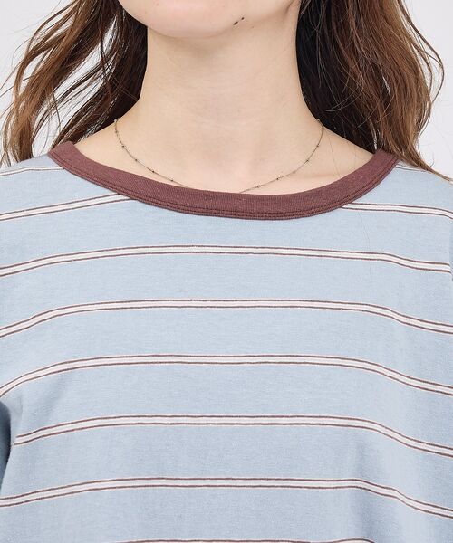 Rouge vif la cle / ルージュ・ヴィフ ラクレ Tシャツ | 【Le Melange/ル・メランジュ】マルチボーダーTee/8分袖/クルーネッ | 詳細17