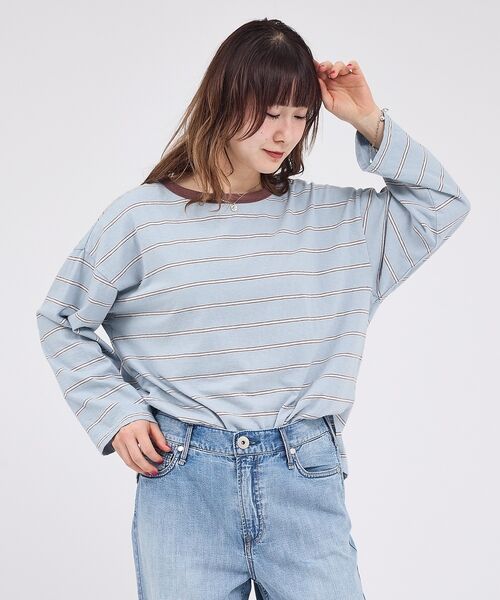 Rouge vif la cle / ルージュ・ヴィフ ラクレ Tシャツ | 【Le Melange/ル・メランジュ】マルチボーダーTee/8分袖/クルーネッ | 詳細9