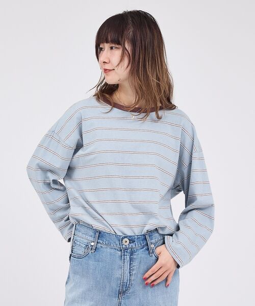 Rouge vif la cle / ルージュ・ヴィフ ラクレ Tシャツ | 【Le Melange/ル・メランジュ】マルチボーダーTee/8分袖/クルーネッ | 詳細10