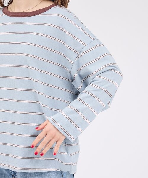 Rouge vif la cle / ルージュ・ヴィフ ラクレ Tシャツ | 【Le Melange/ル・メランジュ】マルチボーダーTee/8分袖/クルーネッ | 詳細14