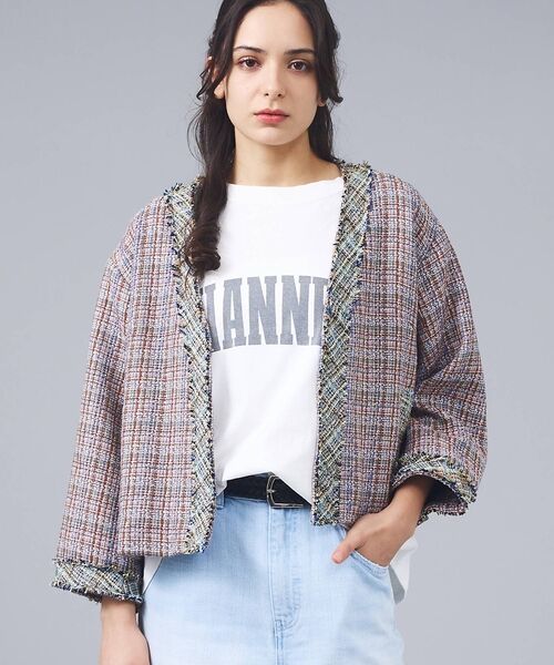 Rouge vif la cle / ルージュ・ヴィフ ラクレ ノーカラージャケット | 【Le Melange/ル・メランジュ】ツイードジャケット/ノーカラージャケット | 詳細1