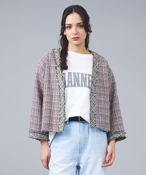 Rouge vif la cle / ルージュ・ヴィフ ラクレ ノーカラージャケット | 【Le Melange/ル・メランジュ】ツイードジャケット/ノーカラージャケット | 詳細2