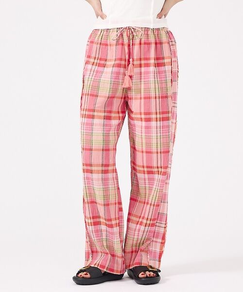 Rouge vif la cle / ルージュ・ヴィフ ラクレ パンツ | 【Le Melange/ル・メランジュ】総柄イージーパンツ/チェック柄/バルーン（ピンク）