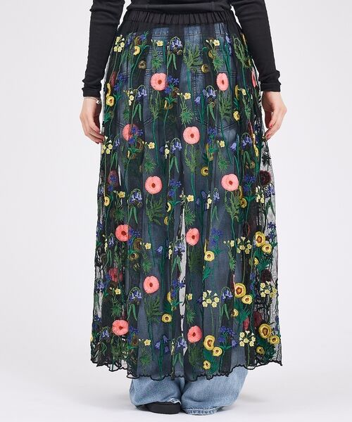 Rouge vif la cle / ルージュ・ヴィフ ラクレ ロング・マキシ丈スカート | 【Le Melange/ル・メランジュ】刺繍チュールスカート/花柄/レイヤード/ | 詳細10