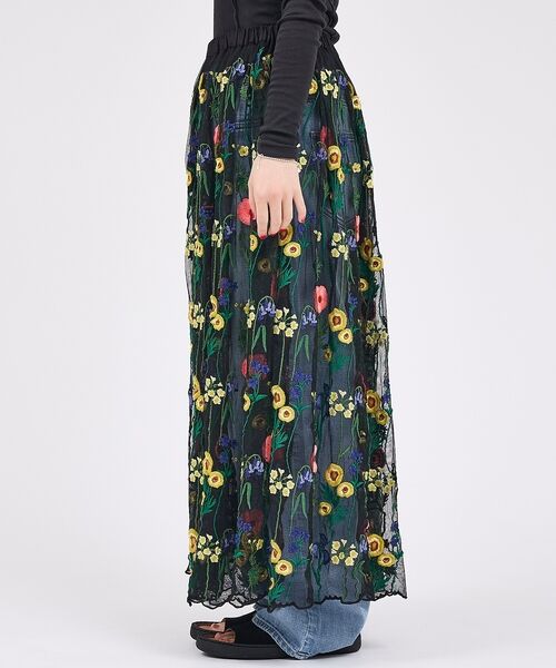 Rouge vif la cle / ルージュ・ヴィフ ラクレ ロング・マキシ丈スカート | 【Le Melange/ル・メランジュ】刺繍チュールスカート/花柄/レイヤード/ | 詳細21