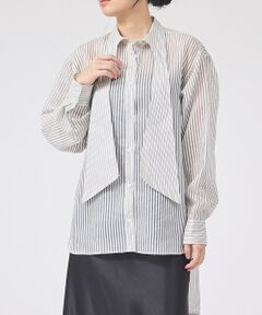 Rouge vif la cle / ルージュ・ヴィフ ラクレ シャツ・ブラウス | シアーストライプタイカラーシャツ