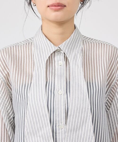 Rouge vif la cle / ルージュ・ヴィフ ラクレ シャツ・ブラウス | シアーストライプタイカラーシャツ | 詳細11