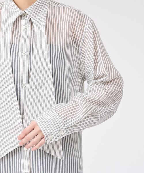 Rouge vif la cle / ルージュ・ヴィフ ラクレ シャツ・ブラウス | シアーストライプタイカラーシャツ | 詳細12