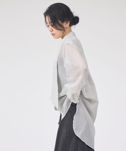Rouge vif la cle / ルージュ・ヴィフ ラクレ シャツ・ブラウス | シアーストライプタイカラーシャツ | 詳細3