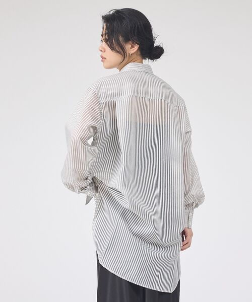 Rouge vif la cle / ルージュ・ヴィフ ラクレ シャツ・ブラウス | シアーストライプタイカラーシャツ | 詳細4