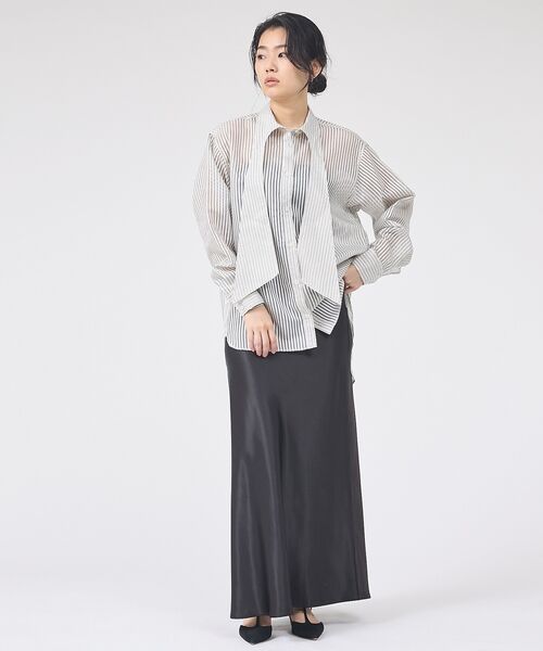 Rouge vif la cle / ルージュ・ヴィフ ラクレ シャツ・ブラウス | シアーストライプタイカラーシャツ | 詳細5