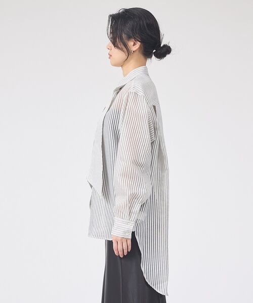 Rouge vif la cle / ルージュ・ヴィフ ラクレ シャツ・ブラウス | シアーストライプタイカラーシャツ | 詳細9