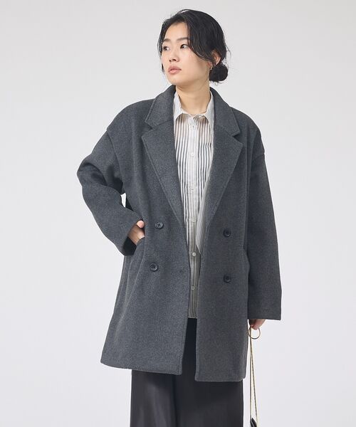 Rouge vif la cle / ルージュ・ヴィフ ラクレ アウター | 【一部店舗限定】ニットビーバーコート/ダブルブレストコート | 詳細2