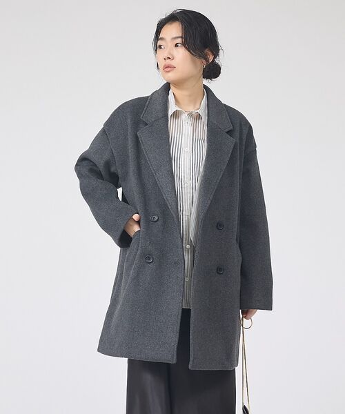 Rouge vif la cle / ルージュ・ヴィフ ラクレ アウター | 【一部店舗限定】ニットビーバーコート/ダブルブレストコート | 詳細2