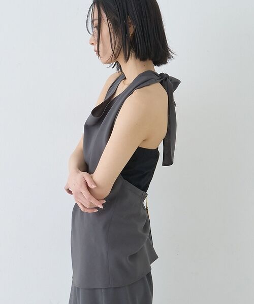 Rouge vif la cle / ルージュ・ヴィフ ラクレ シャツ・ブラウス | 【セットアップ対応】ホルダーネックブラウス【予約】（チャコールグレー）