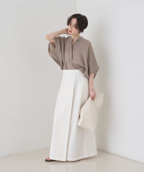 Rouge vif la cle / ルージュ・ヴィフ ラクレ シャツ・ブラウス | 【セットアップ対応】キュプラフィブリルドレープスキッパーブラウス【予約】 | 詳細10