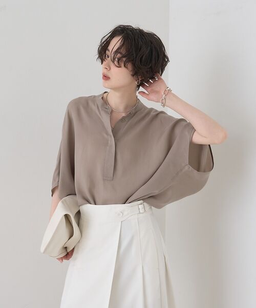 Rouge vif la cle / ルージュ・ヴィフ ラクレ シャツ・ブラウス | 【セットアップ対応】キュプラフィブリルドレープスキッパーブラウス【予約】 | 詳細2