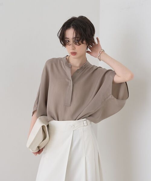 Rouge vif la cle / ルージュ・ヴィフ ラクレ シャツ・ブラウス | 【セットアップ対応】キュプラフィブリルドレープスキッパーブラウス【予約】 | 詳細3