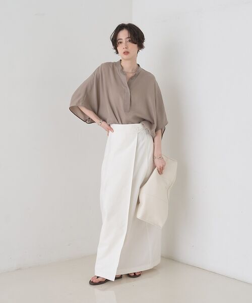 Rouge vif la cle / ルージュ・ヴィフ ラクレ シャツ・ブラウス | 【セットアップ対応】キュプラフィブリルドレープスキッパーブラウス【予約】 | 詳細8