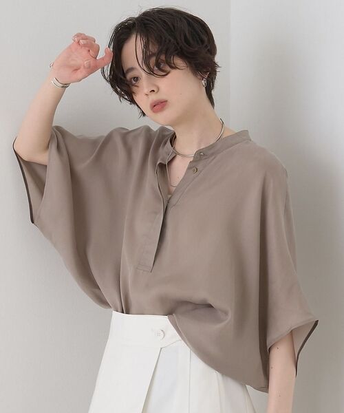 Rouge vif la cle / ルージュ・ヴィフ ラクレ シャツ・ブラウス | 【セットアップ対応】キュプラフィブリルドレープスキッパーブラウス【予約】（グレージュ）