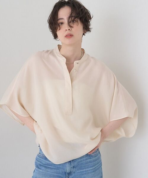 Rouge vif la cle / ルージュ・ヴィフ ラクレ シャツ・ブラウス | 【セットアップ対応】キュプラフィブリルドレープスキッパーブラウス【予約】（アイボリー）