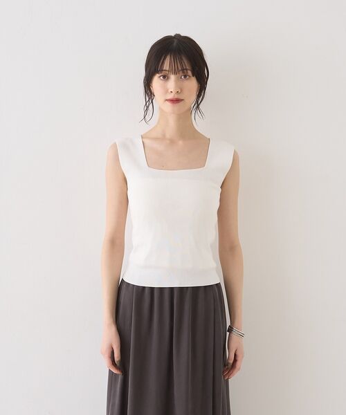 Rouge vif la cle / ルージュ・ヴィフ ラクレ キャミソール・チューブトップ | テンセルコットン総針スクエアネックニットタンク【予約】 | 詳細13