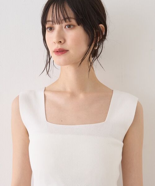 Rouge vif la cle / ルージュ・ヴィフ ラクレ キャミソール・チューブトップ | テンセルコットン総針スクエアネックニットタンク【予約】 | 詳細17