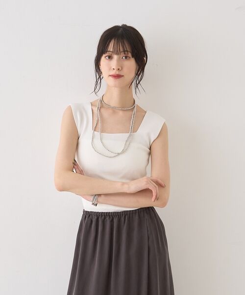 Rouge vif la cle / ルージュ・ヴィフ ラクレ キャミソール・チューブトップ | テンセルコットン総針スクエアネックニットタンク【予約】 | 詳細2