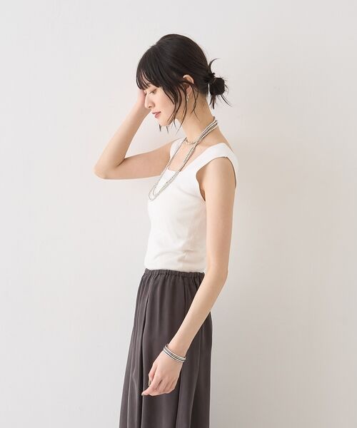 Rouge vif la cle / ルージュ・ヴィフ ラクレ キャミソール・チューブトップ | テンセルコットン総針スクエアネックニットタンク【予約】 | 詳細4