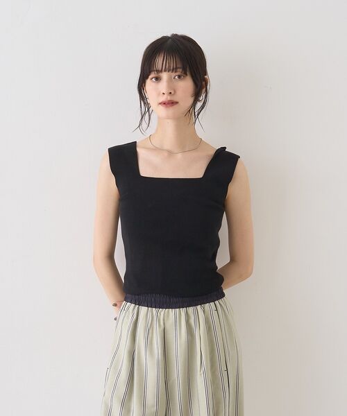 Rouge vif la cle / ルージュ・ヴィフ ラクレ キャミソール・チューブトップ | テンセルコットン総針スクエアネックニットタンク【予約】 | 詳細19