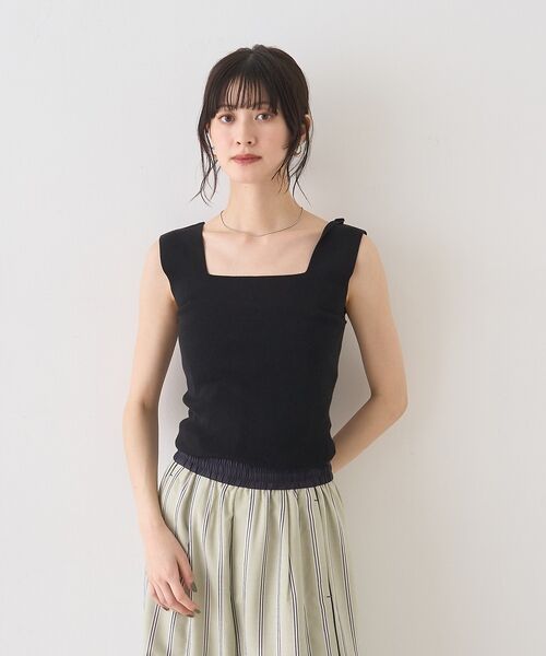 Rouge vif la cle / ルージュ・ヴィフ ラクレ キャミソール・チューブトップ | テンセルコットン総針スクエアネックニットタンク【予約】 | 詳細20