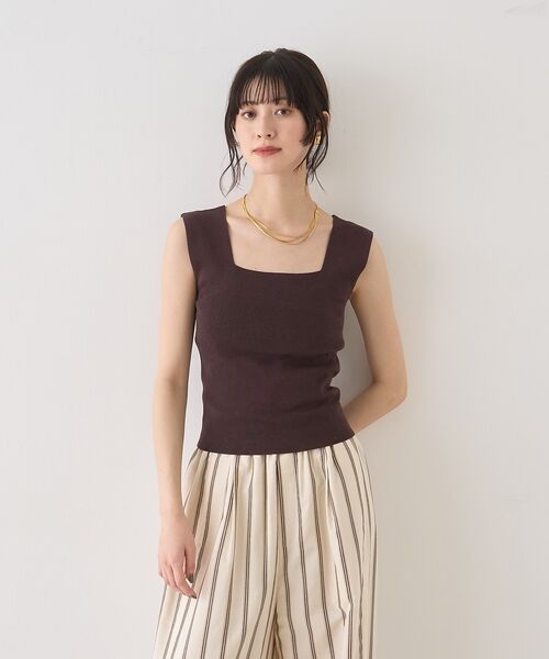 Rouge vif la cle / ルージュ・ヴィフ ラクレ キャミソール・チューブトップ | テンセルコットン総針スクエアネックニットタンク【予約】 | 詳細30