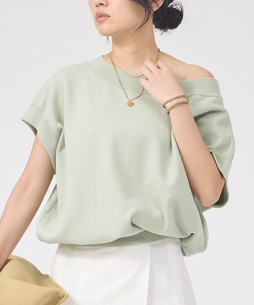 Rouge vif la cle / ルージュ・ヴィフ ラクレ ニット・セーター | スレッド編裏毛風ニットプルオーバー【予約】（セージグリーン）