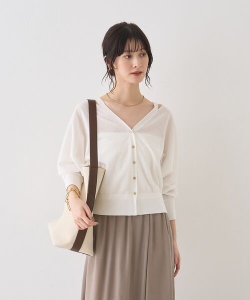 Rouge vif la cle / ルージュ・ヴィフ ラクレ カーディガン・ボレロ | ネックスリットVネックシアーカーディガン/ニット【予約】 | 詳細2