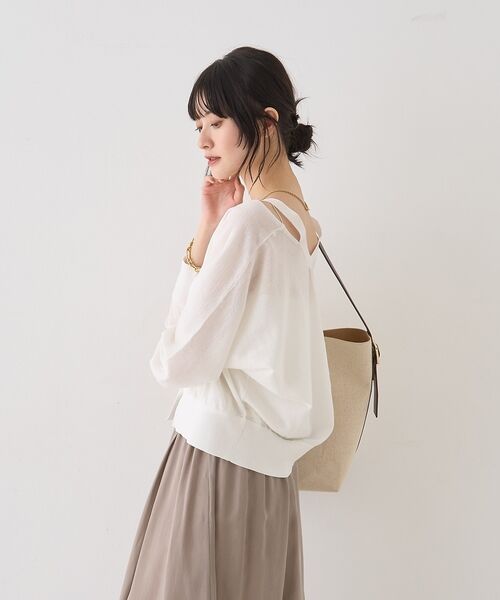 Rouge vif la cle / ルージュ・ヴィフ ラクレ カーディガン・ボレロ | ネックスリットVネックシアーカーディガン/ニット【予約】 | 詳細4