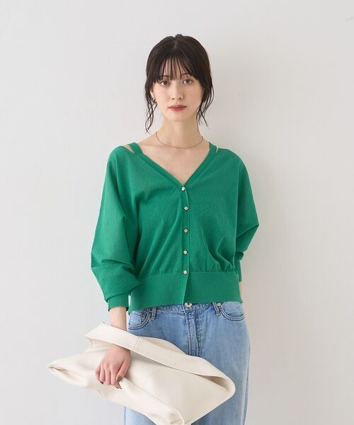 Rouge vif la cle / ルージュ・ヴィフ ラクレ カーディガン・ボレロ | ネックスリットVネックシアーカーディガン/ニット【予約】 | 詳細13