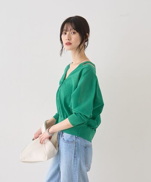 Rouge vif la cle / ルージュ・ヴィフ ラクレ カーディガン・ボレロ | ネックスリットVネックシアーカーディガン/ニット【予約】 | 詳細14