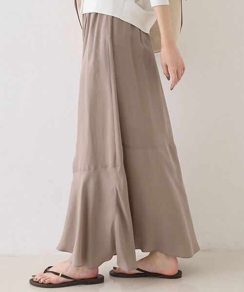 Rouge vif la cle / ルージュ・ヴィフ ラクレ ロング・マキシ丈スカート | キュプラフィブリルイージーギャザースカート【予約】（グレージュ）