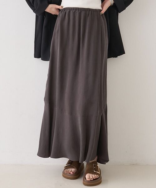 Rouge vif la cle / ルージュ・ヴィフ ラクレ ロング・マキシ丈スカート | キュプラフィブリルイージーギャザースカート【予約】（グレー）